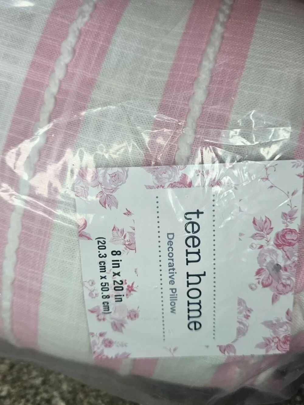 teen home pink and white striped bolster pillows set of 2